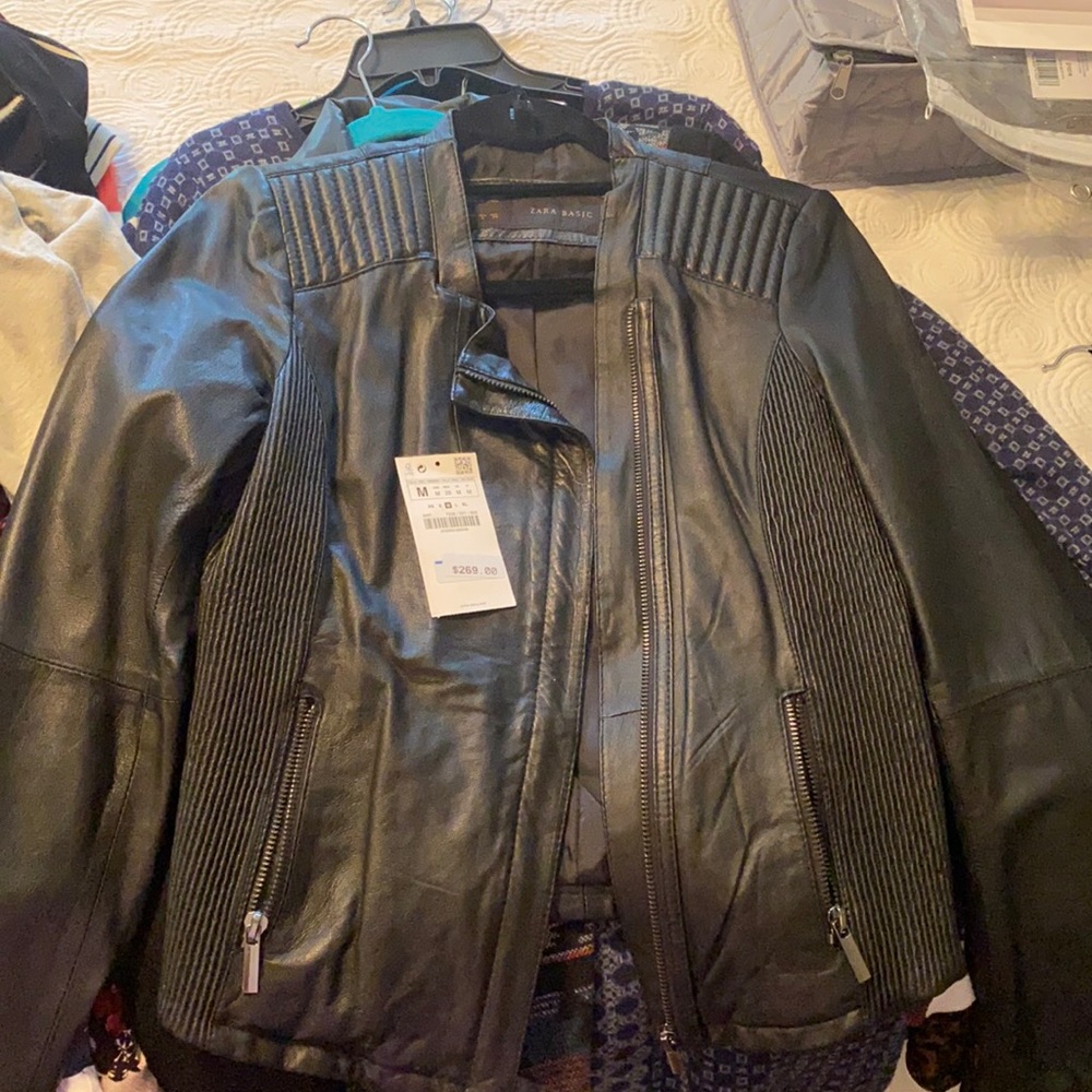Zara Basics Leather Jacket NWT